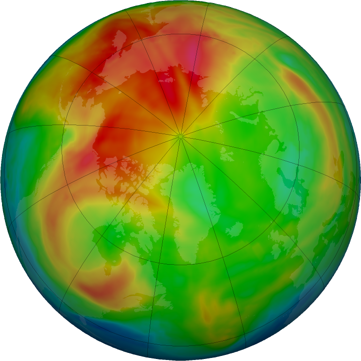 Arctic ozone map for 14 January 2024
